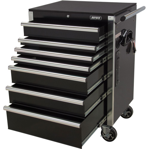 Chariot &agrave; outils &agrave; usage intensif, 7 tiroirs, 28" la x 22" p x 42-3/8" h, Noir Distribution Élite MP
