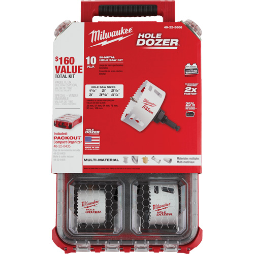 Packout Hole Dozer Hole Saw Kit, 10 Pieces Distribution Élite MP