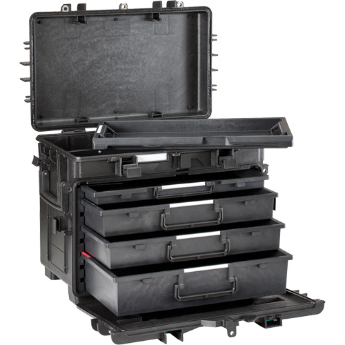 Coffre &agrave; outils militaire mobile avec tiroirs, 4 tiroirs, 22-4/5" la x 15" p x 18" h, Noir Distribution Élite MP