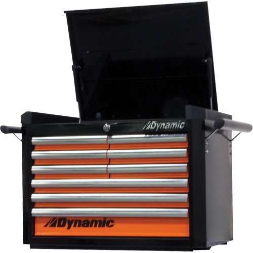 Top Chest, 28" W, 9 Drawers, Black/Orange Distribution Élite MP