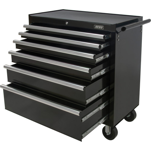 Industrial Tool Cart, 6 Drawers, 39" W x 20-4/5" D x 38-1/2" H, Black Distribution Élite MP