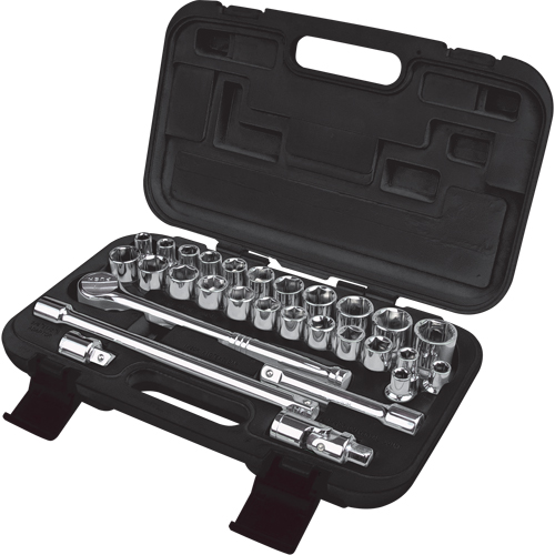 SAE/Metric Socket Set, 29 Pcs, 1/2" Drive Size Distribution Élite MP