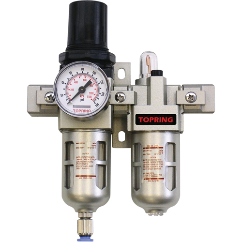 Unit&eacute;s combin&eacute;es compactes Airflo, filtre/r&eacute;gulateur + lubrificateur + manom&egrave;tre, 1/4" NPT, PSI max. de 150 psi, Modulaire Distribution Élite MP