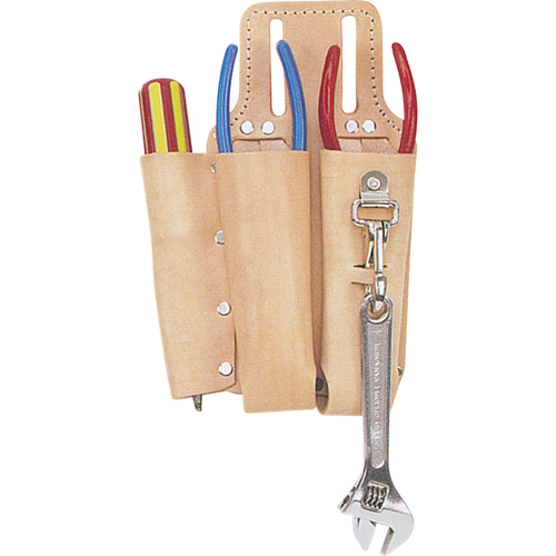 Lineman's Tool Pouch, Multiple Tool Holder, Leather, 3 Pockets Distribution Élite MP