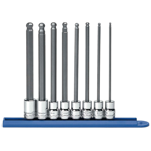 Jeu de douilles m&eacute;triques &agrave; embout sph&eacute;rique, Hexagonale, Prise 3/8", 8 mrcx Distribution Élite MP