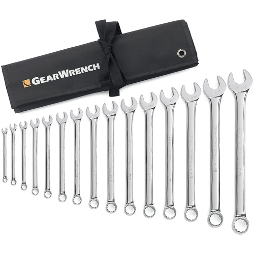Jeu de cl&eacute;s longues &agrave; coupe &agrave; 12 pans avec pochette &agrave; outils roulable, Combinaison, 15 morceaux, Imp&eacute;rial Distribution Élite MP