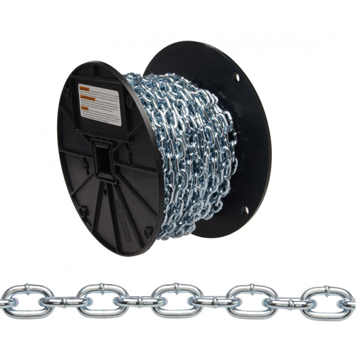 Straight Link Machine Chain, Low Carbon Steel, #2 x 125' (38.1 m) L, 325 lbs. (0.1625 tons) Load Capacity Distribution Élite MP