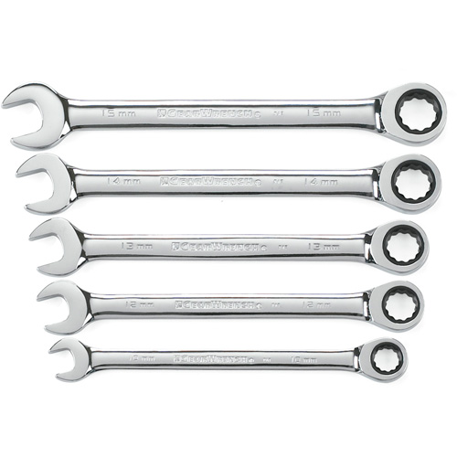 72-Tooth 12 Point Ratcheting Wrench Set, Combination, 5 Pieces, Metric Distribution Élite MP