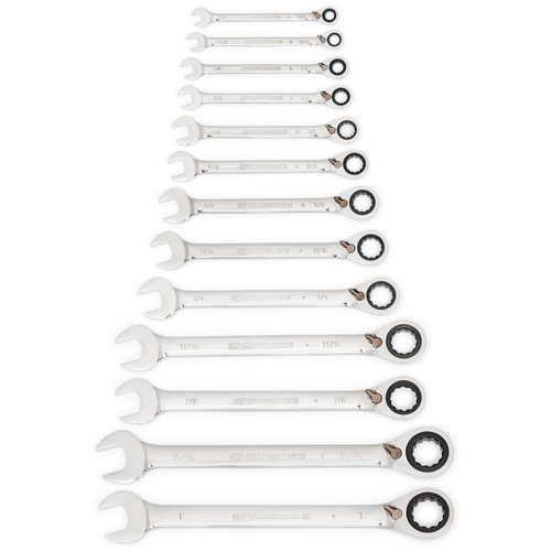72-Tooth 12 Point Reversible Ratcheting SAE Wrench Set, Combination, 13 Pieces, Imperial Distribution Élite MP
