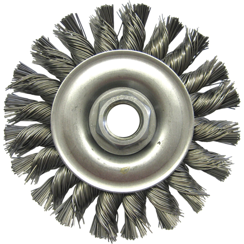 Wire Wheel Brushes, 4" Dia., 0.02" Fill, 5/8"-11 Arbor, Steel Distribution Élite MP