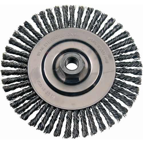 Wire Wheel Brushes, 4-7/8" Dia., 0.02" Fill, 5/8"-11 Arbor, Stainless Steel Distribution Élite MP