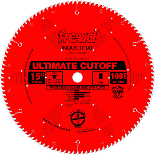TCS Industrial Saw Blade - Crosscut & Finishing, 15", 108 Teeth, Wood Use Distribution Élite MP