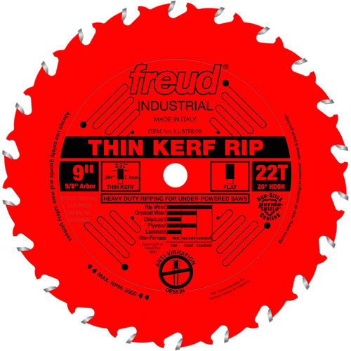 TCS Industrial Saw Blade - Rip/Crosscut Thin Kerf, 9", 22 Teeth, Wood Use Distribution Élite MP