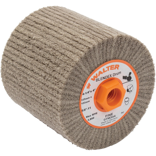ALLSTEEL Blendex Surface Conditioning Drum, 4-1/4" Dia. x 4" W, 5/8"-11 Arbor, Fine Grit Distribution Élite MP