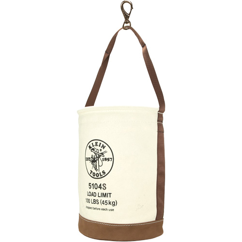 Leather-Bottom Bucket, 17" H, Canvas, White Distribution Élite MP