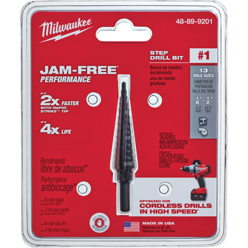 Foret &eacute;tag&eacute; no 1, 1/8" - 1/2", Incr&eacute;ments de 1/32", Acier rapide Distribution Élite MP