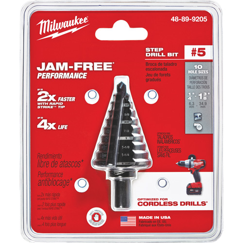 Foret &eacute;tag&eacute; no 5, 1/4" - 1-3/8", Incr&eacute;ments de 1/8", Acier rapide Distribution Élite MP