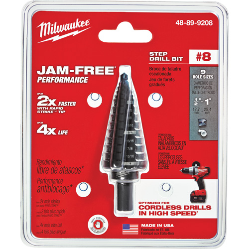 Foret &eacute;tag&eacute; no 8, 1/2" - 1", Incr&eacute;ments de 1/16", Acier rapide Distribution Élite MP