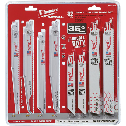 Jeu de lames de d&eacute;molition et &agrave; trait de scie &eacute;troit Sawzall Distribution Élite MP