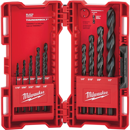 Jeu de forets &eacute;tag&eacute;s Thunderbolt, 14 morceaux, Acier Distribution Élite MP