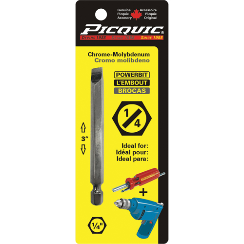 Powerbit, Slot, 1/4" Tip, 1/4" Drive Size, 3" Length Distribution Élite MP