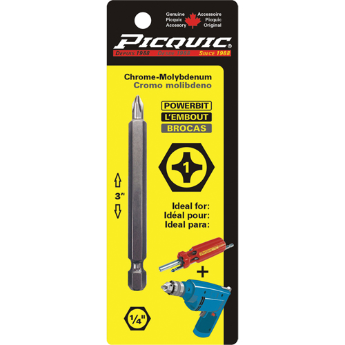 Embout, Phillips, Embout #1, Prise 1/4", Longueur 3" Distribution Élite MP
