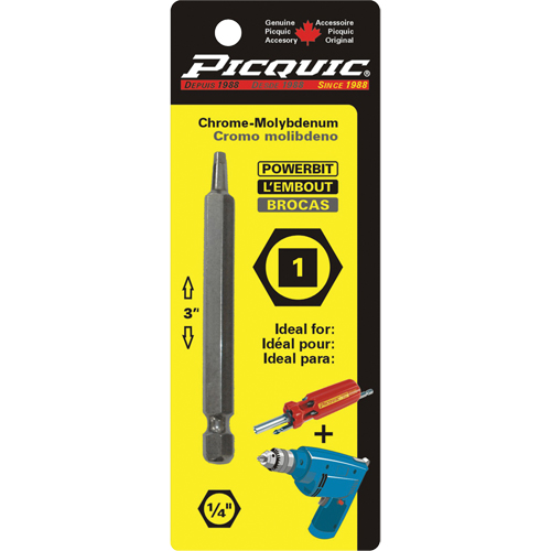 Powerbit, Square, #1 Tip, 1/4" Drive Size, 3" Length Distribution Élite MP