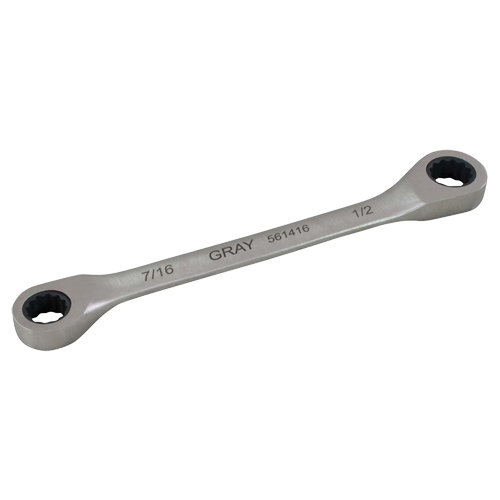 Double Box End Gear Ratcheting Wrench, 12 Point, 7/16" x 1/2", Plain Finish Distribution Élite MP