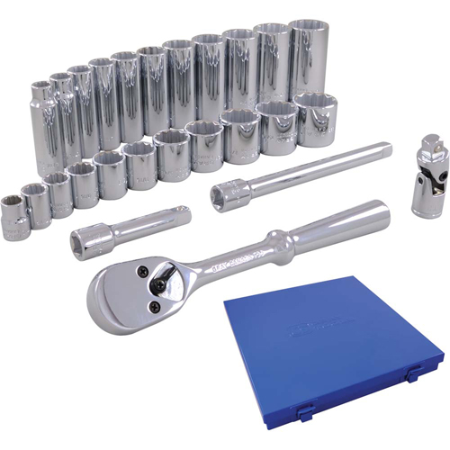 Jeu de douilles m&eacute;triques et accessoires, 26 Mcx, Prise de 3/8", Profond Distribution Élite MP