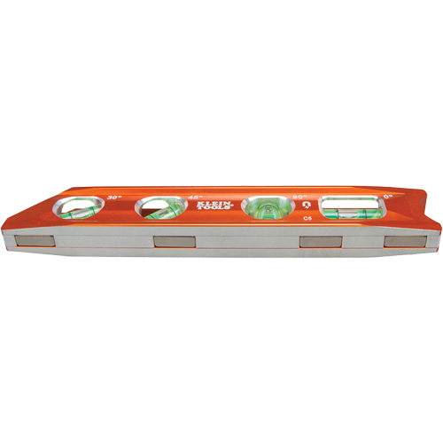 Torpedo Billet Level, 8" L, Aluminum, 4 Vials, Magnetic Distribution Élite MP
