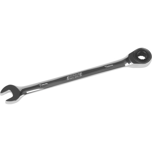 Metric Ratcheting Combination Wrench, 12 Point, 7 mm, Chrome Finish Distribution Élite MP