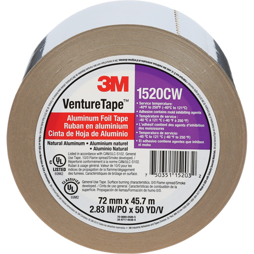 Ruban en aluminium Venture Tape, &eacute;paisseur 1,8 mils, 72 mm (3") x 45,7 m (150') Distribution Élite MP