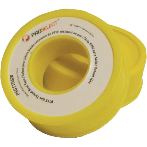 Ruban &agrave; filetage pour tuyau en PTFE pour industrie p&eacute;troli&egrave;re et gazi&egrave;re, 12,7 mm (1/2") x 6,6 m (21,67'), Jaune Distribution Élite MP