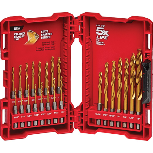 Jeu de forets pour perceuses et cl&eacute;s &agrave; chocs Shockwave, 23 morceaux, Titane Distribution Élite MP