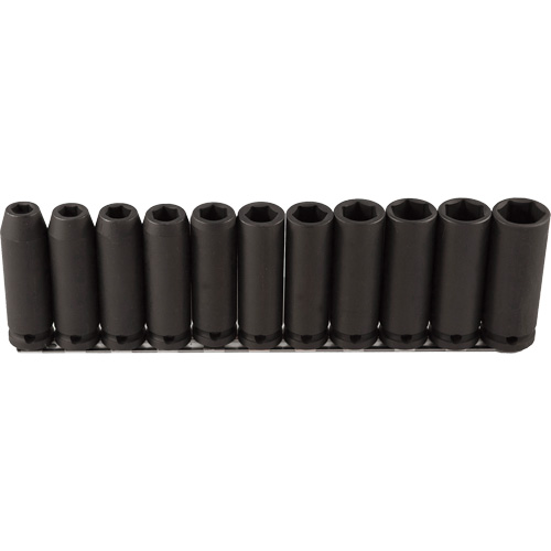 Jeu de douilles longues, 11 Mcx, Chocs, Prise de 1/2", Profond Distribution Élite MP