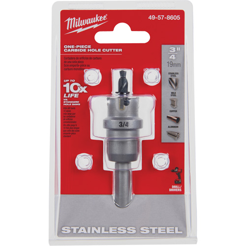 One-Piece Carbide Hole Cutters, 3/4", 3/16" Depth of Cut Distribution Élite MP