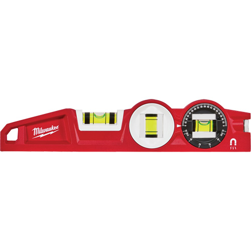 Niveau torpille moul&eacute; sous pression verrouillable avec fiole 360 degr&eacute;s, 10" lo, Aluminium, 3 fioles, Magn&eacute;tique Distribution Élite MP