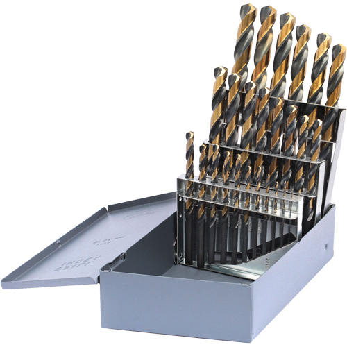 Jeu de forets m&eacute;triques courts DRILLCO, 25 morceaux, Acier rapide Distribution Élite MP