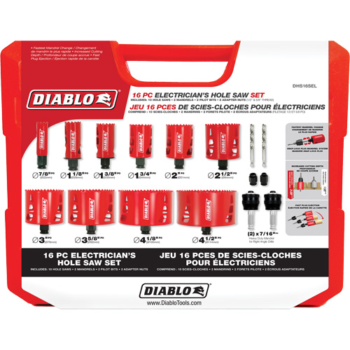 Ensemble de scie-cloche bim&eacute;tallique pour &eacute;lectricien, 16 morceaux Distribution Élite MP