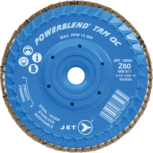 PowerBlend TRM QC Trimmable Flap Disc, 5" x 5/8"-11, Type 27, Z60 Grit, Zirconia Alumina Distribution Élite MP