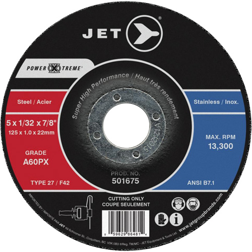 Power Xtreme Cut-Off Wheels for Angle Grinders - Steel/Stainless Steel, 6" x 1/16", 7/8" Arbor, Type 27, 10200 RPM Distribution Élite MP