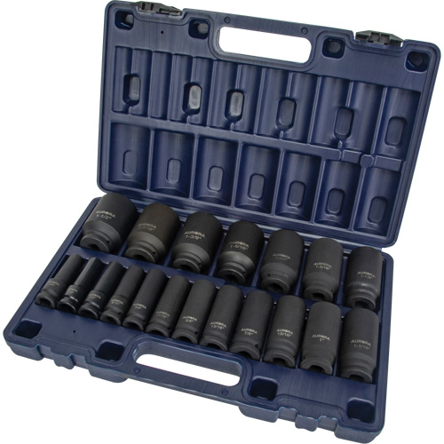SAE Socket Set, 19 Pcs, Impact, 1/2" Drive Size, Deep Distribution Élite MP