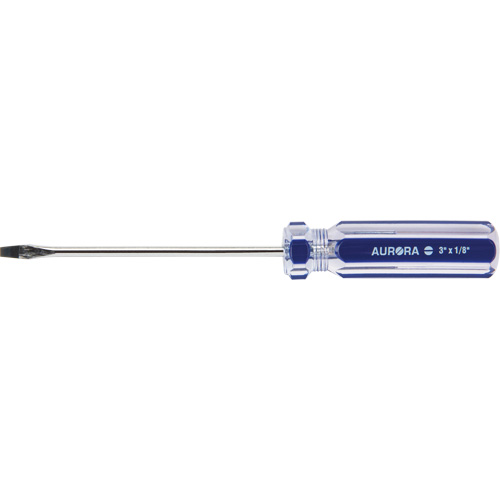 Tournevis &agrave; fente bleu transparent avec bandes , Tige de 1/8", Ronde, Prise en Plastique Distribution Élite MP