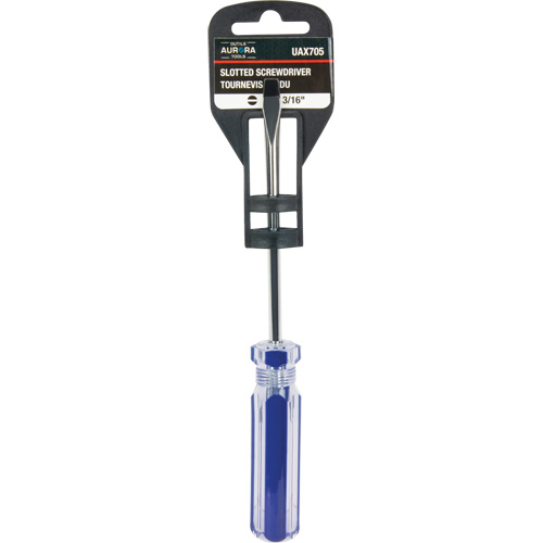 Tournevis &agrave; fente bleu transparent avec bandes, Tige de 3/16", Ronde, Prise en Plastique Distribution Élite MP