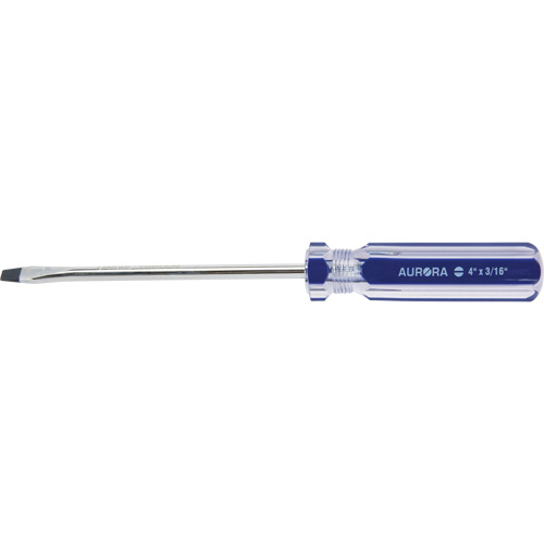 Tournevis &agrave; fente bleu transparent avec bandes, Tige de 3/16", Ronde, Prise en Plastique Distribution Élite MP