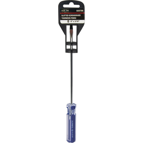 Tournevis &agrave; fente bleu transparent avec bandes, Tige de 3/16", Ronde, Prise en Plastique Distribution Élite MP