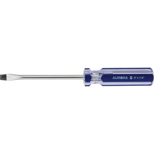 Tournevis &agrave; fente bleu transparent avec bandes, Tige de 1/4", Ronde, Prise en Plastique Distribution Élite MP