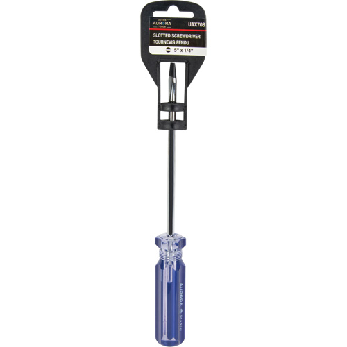 Tournevis &agrave; fente bleu transparent avec bandes, Tige de 1/4", Ronde, Prise en Plastique Distribution Élite MP