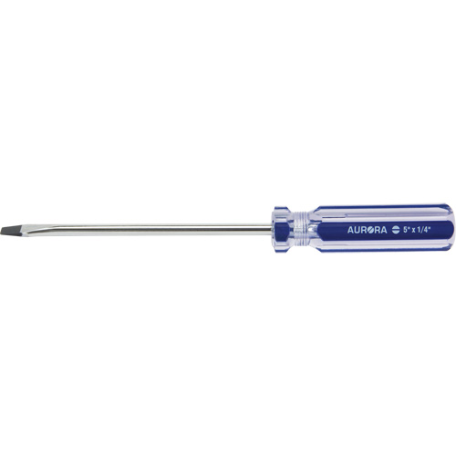 Tournevis &agrave; fente bleu transparent avec bandes, Tige de 1/4", Ronde, Prise en Plastique Distribution Élite MP