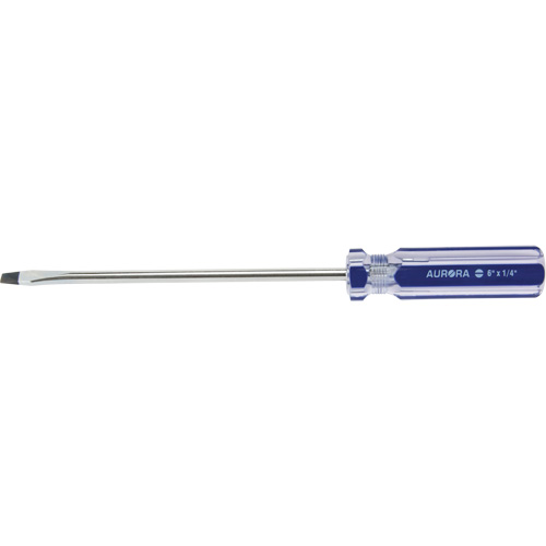 Tournevis &agrave; fente bleu transparent avec bandes, Tige de 1/4", Ronde, Prise en Plastique Distribution Élite MP